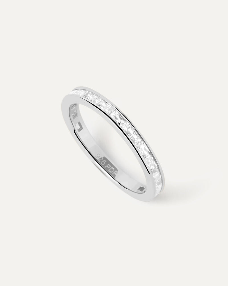 Gold-plated eight-prong setting solitary ring with white zirconia