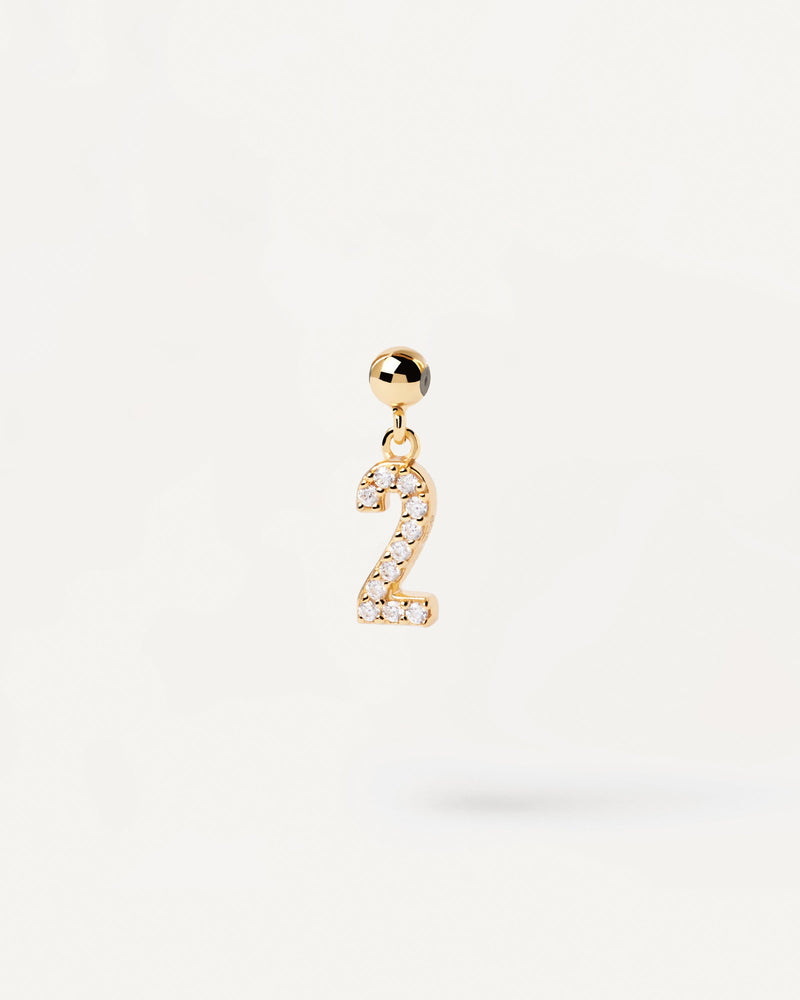 Gold-plated silver 2 number for Charm necklace or bracelet with white zirconia