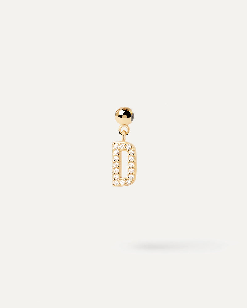 Small initial charm set with white zirconia for necklace or bracelet
