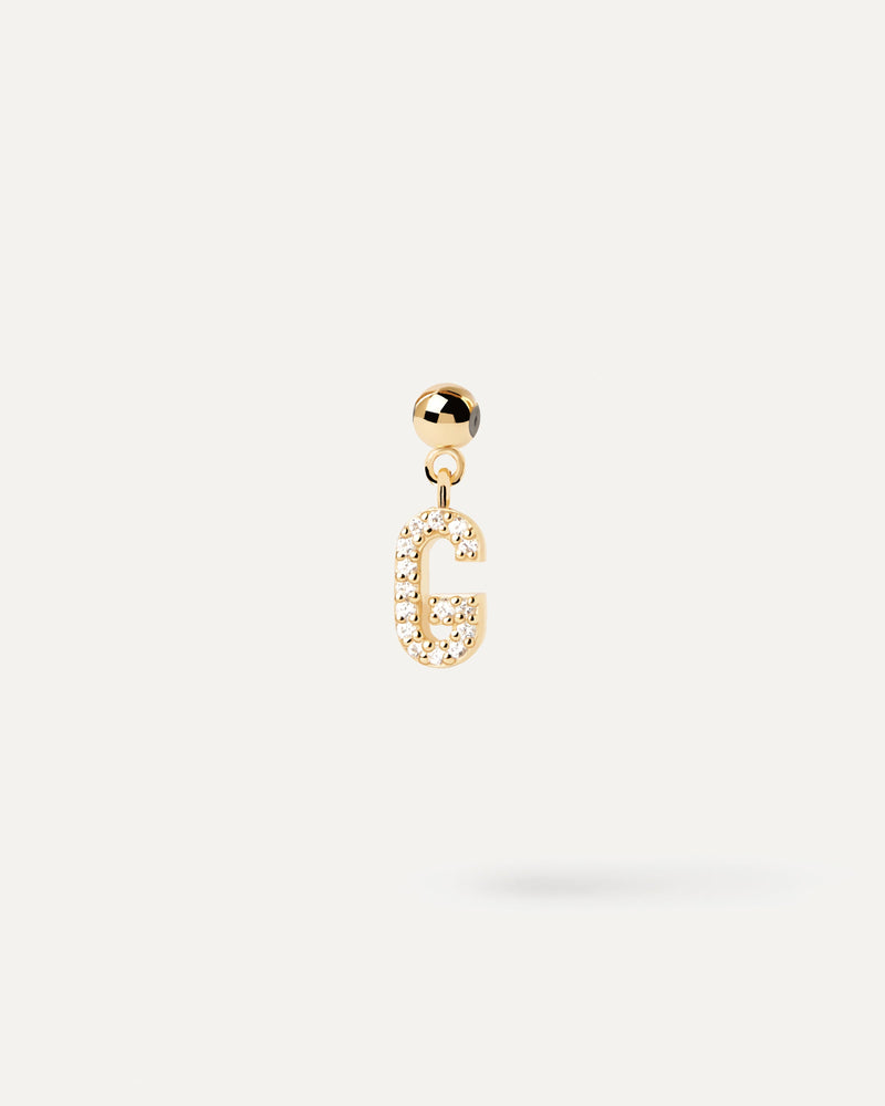Small initial charm set with white zirconia for necklace or bracelet