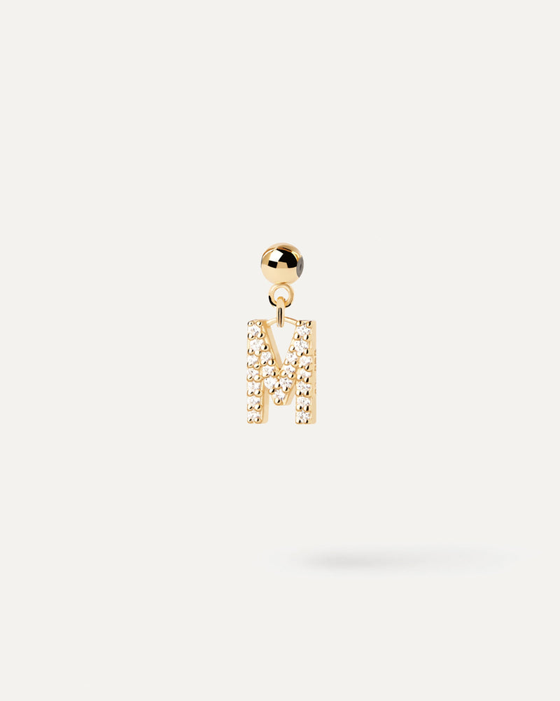 Small initial charm set with white zirconia for necklace or bracelet