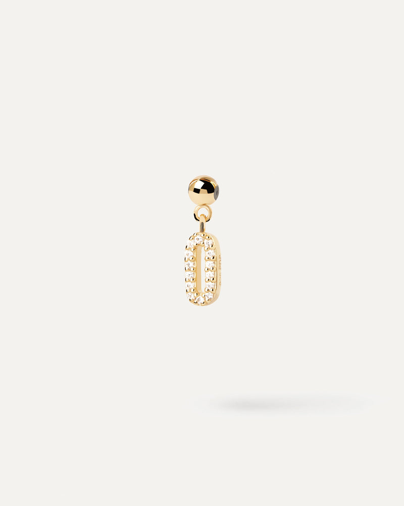 Small initial charm set with white zirconia for necklace or bracelet