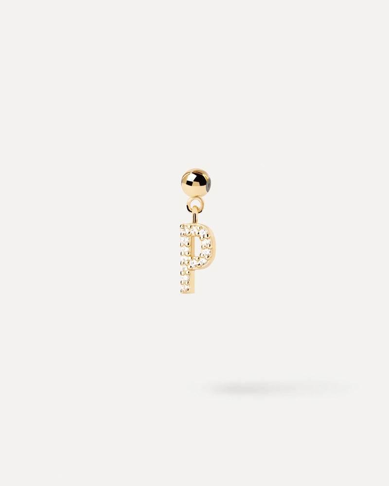 Small initial charm set with white zirconia for necklace or bracelet