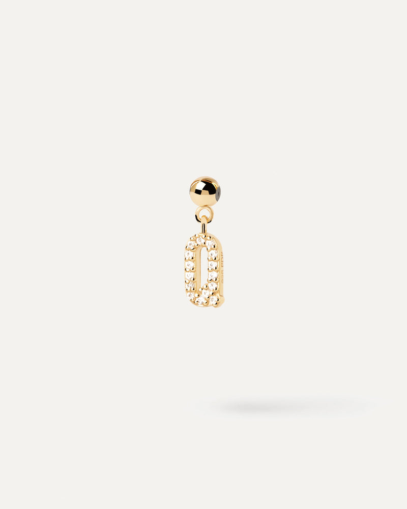 Small initial charm set with white zirconia for necklace or bracelet