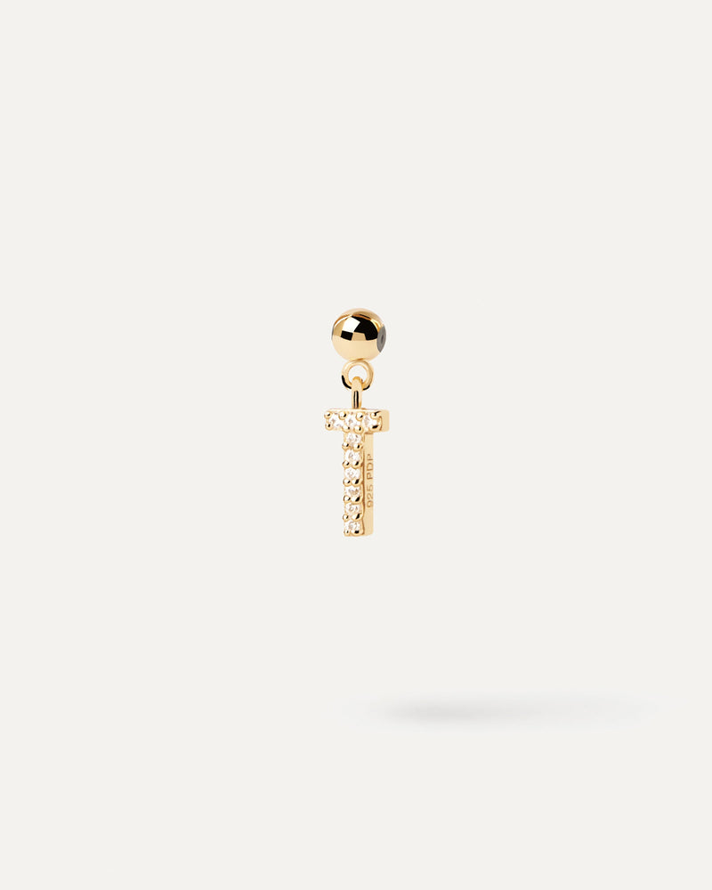 Small initial charm set with white zirconia for necklace or bracelet