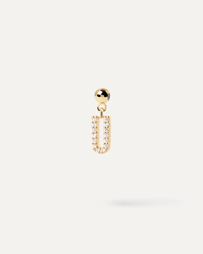 Small initial charm set with white zirconia for necklace or bracelet