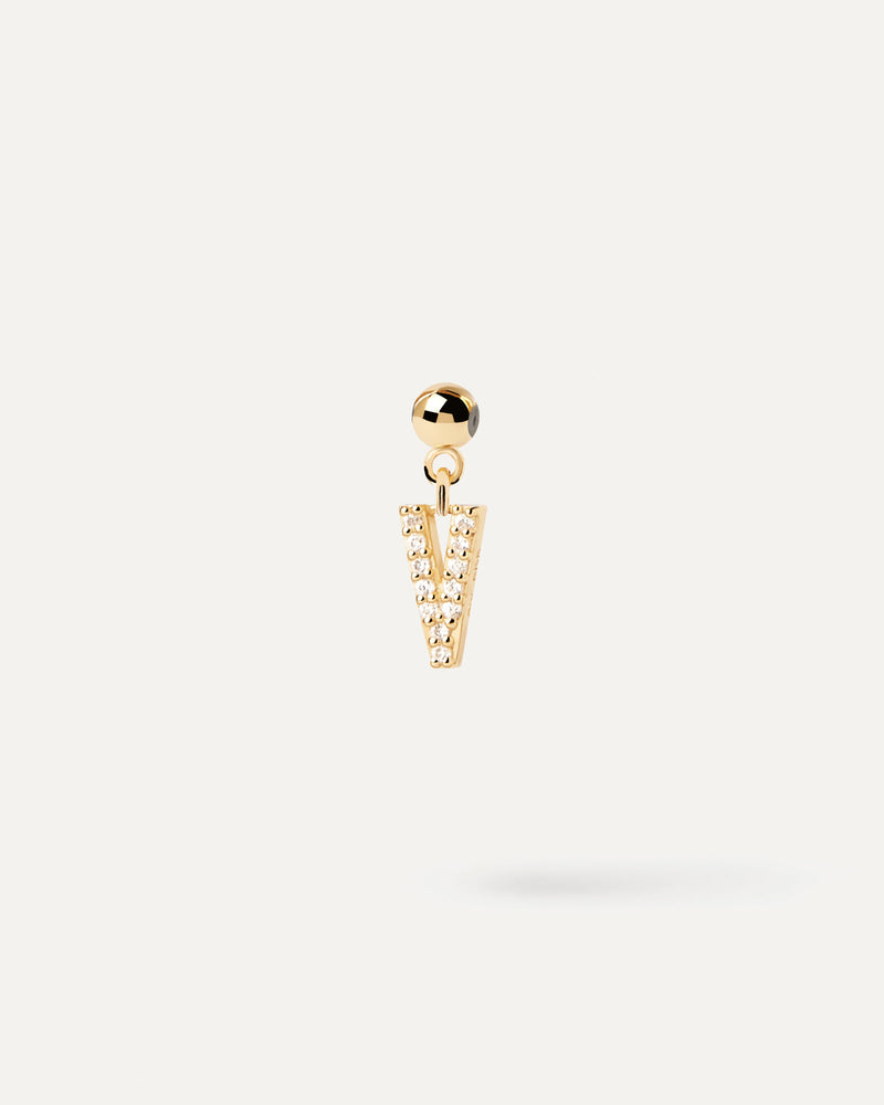 Small initial charm set with white zirconia for necklace or bracelet