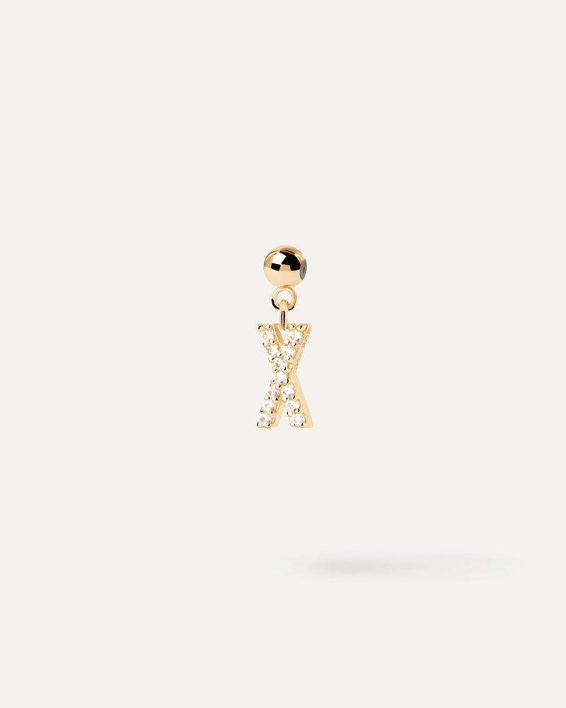 Small initial charm set with white zirconia for necklace or bracelet