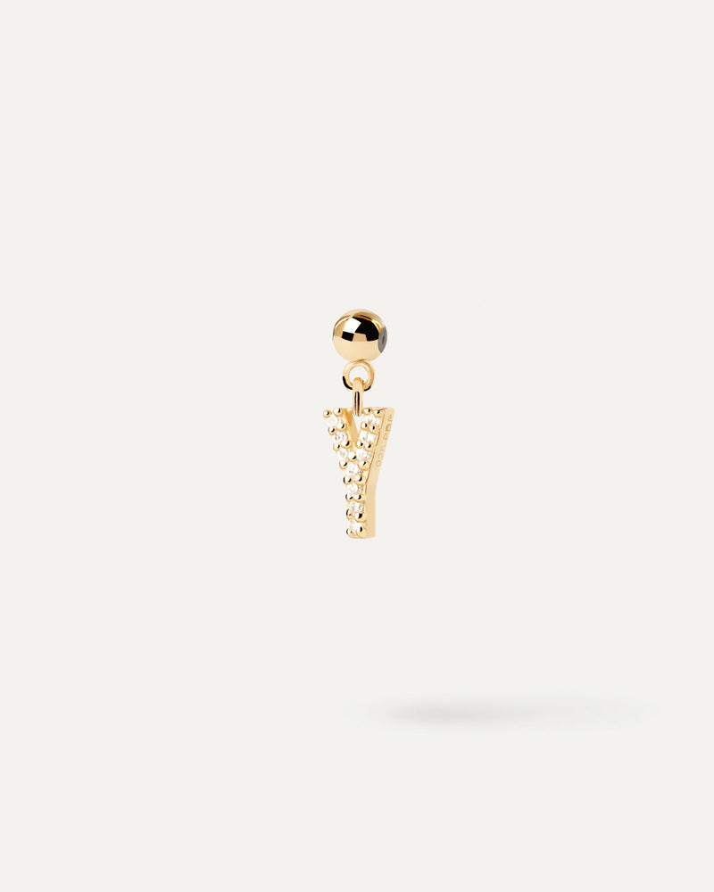 Small initial charm set with white zirconia for necklace or bracelet