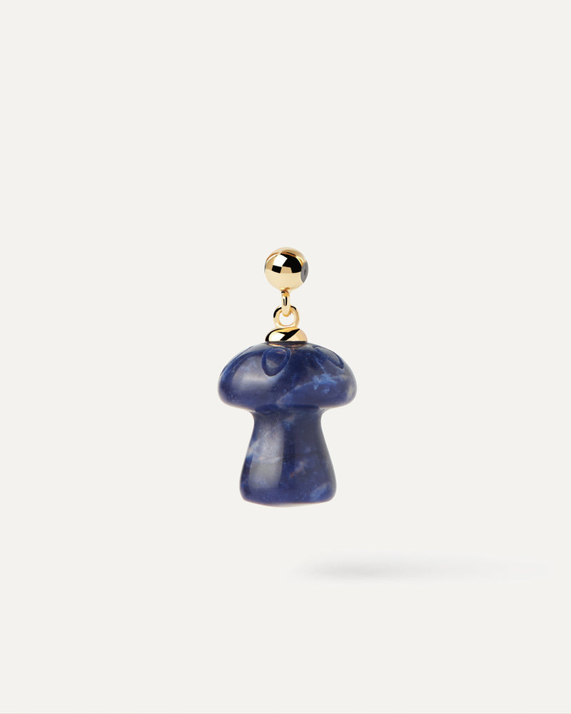 Dark blue gemstone mushroom charm for necklace or bracelet