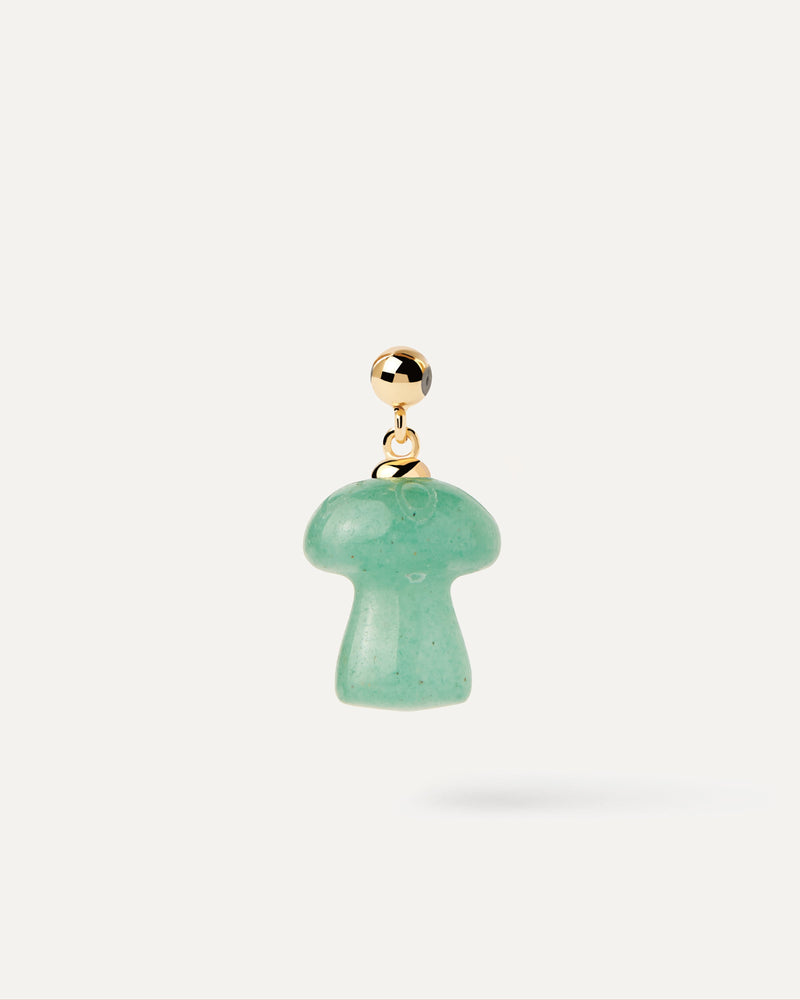Green gemstone mushroom charm for necklace or bracelet