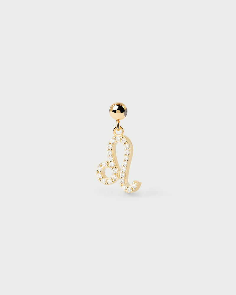 Leo astrological sign charm adorned with white zirconia to customize necklace or bracelet
