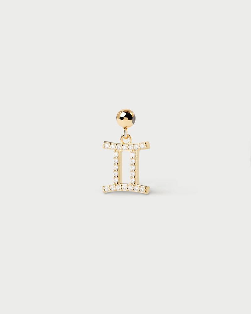 Gemini astrological sign charm set with white zirconia to customize necklace or bracelet