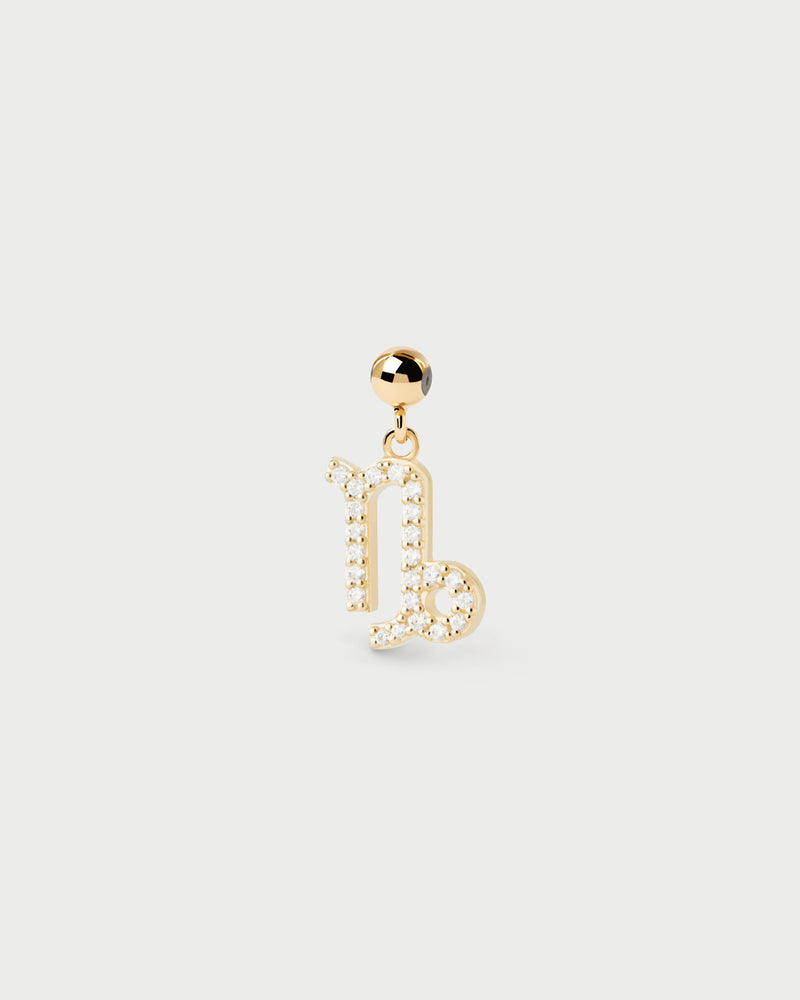Capricorn zodiac sign charm adorned with white zirconia to customize necklace or bracelet