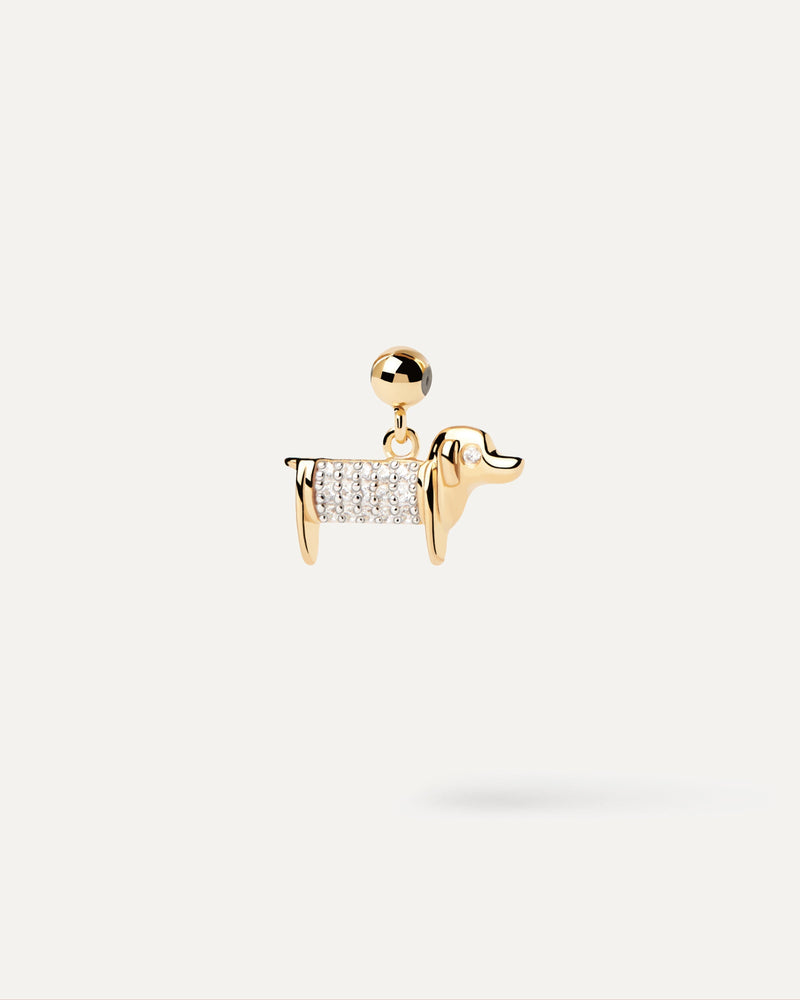 Dog charm with white zirconia for necklace or bracelet