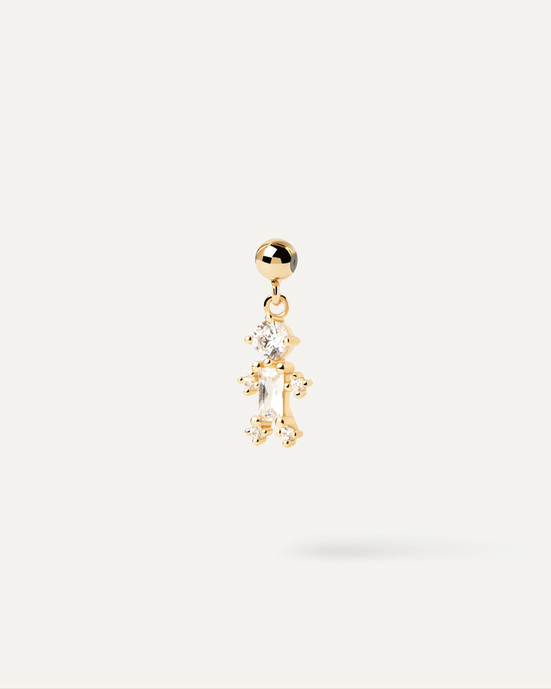 Miniature person charm with white zirconia for necklace or bracelet