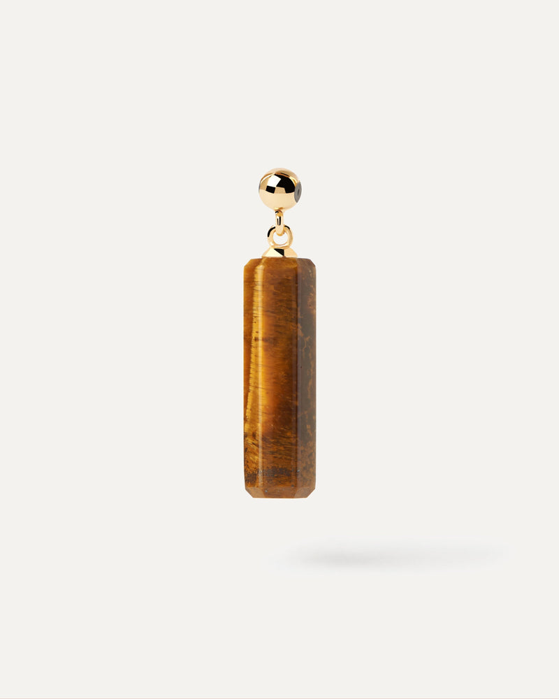 Brown natural gemstone bar charm for necklace or bracelet
