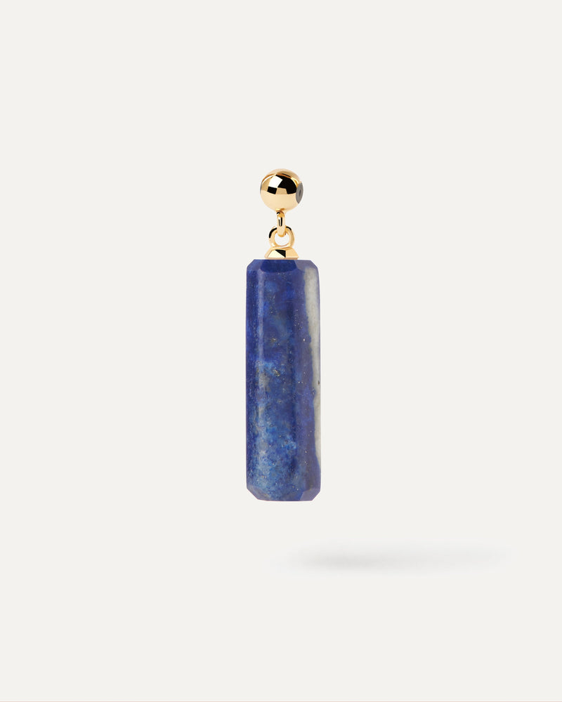 Dark blue natural gemstone bar charm for necklace or bracelet