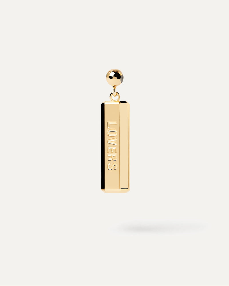 Gold-plated silver bar lovers charm for necklace or bracelet