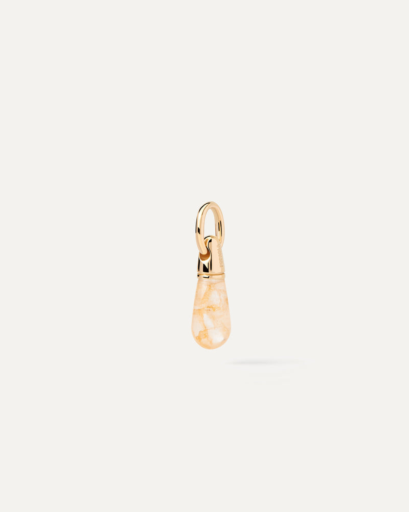 Stackable small yellow gemstone drop pendant to customize necklace or hoops