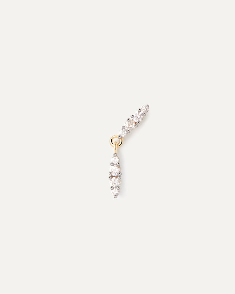 Gold-plated stud earring with eye shape white zirconia multi-stone cluster pendant