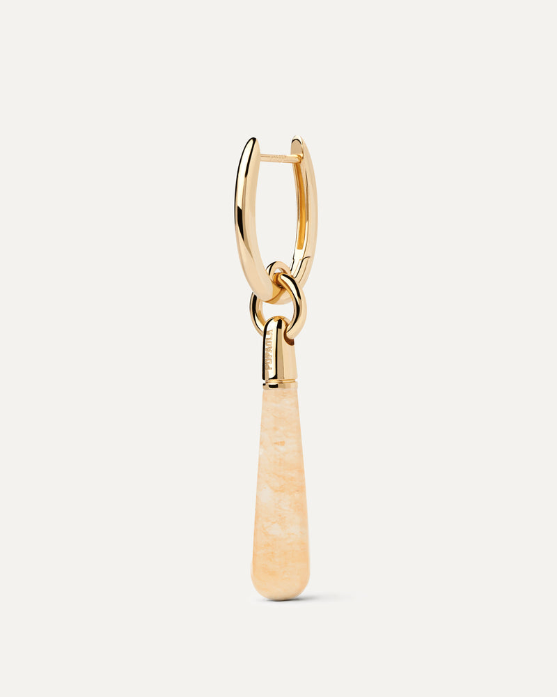 Single hoop with a yellow gemstone drop pendant