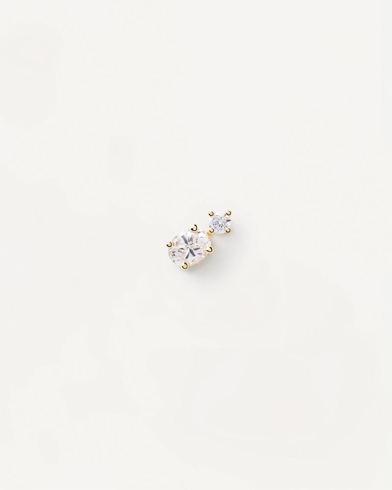 2 white zirconia ear piercing in gold-plated silver
