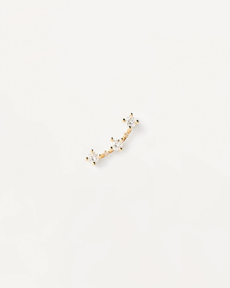 Solid yellow gold ear piercing with arch shape & lab-grown diamond trinity of 0.19 carat