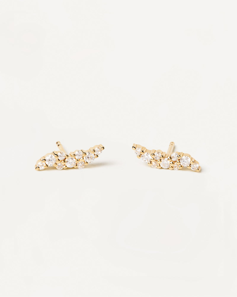 Basic gold-plated silver earrings with small white crystals