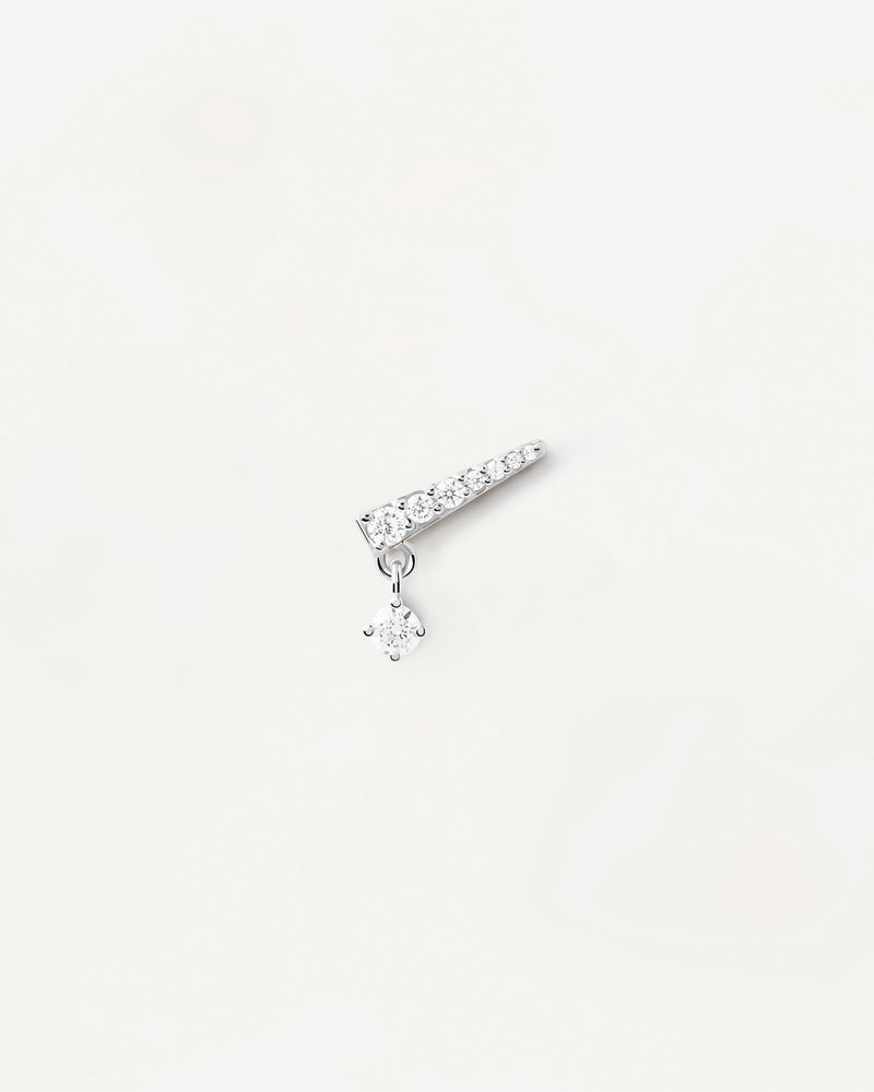 Sterling silver ear piercing in point shape with white zirconia