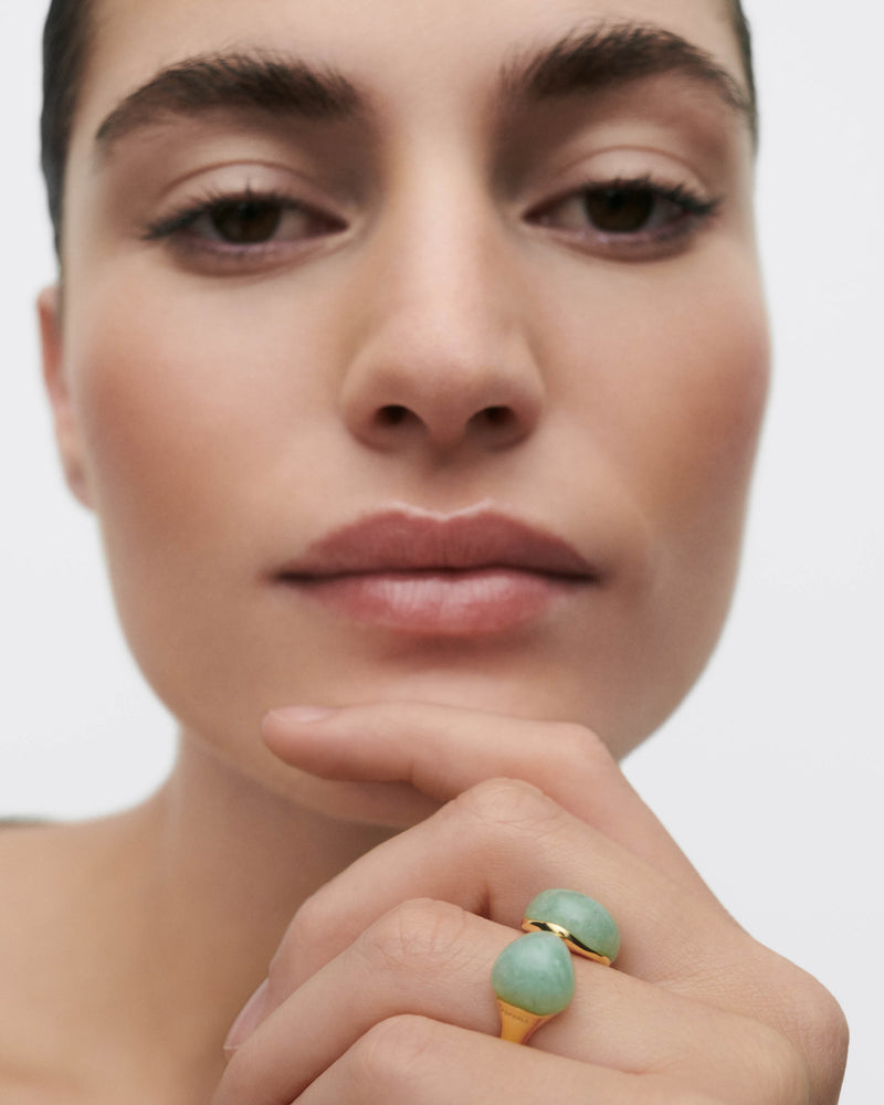 Green aventurine Gravity ring - 
  
    Sterling Silver / 18K Gold plating
  
