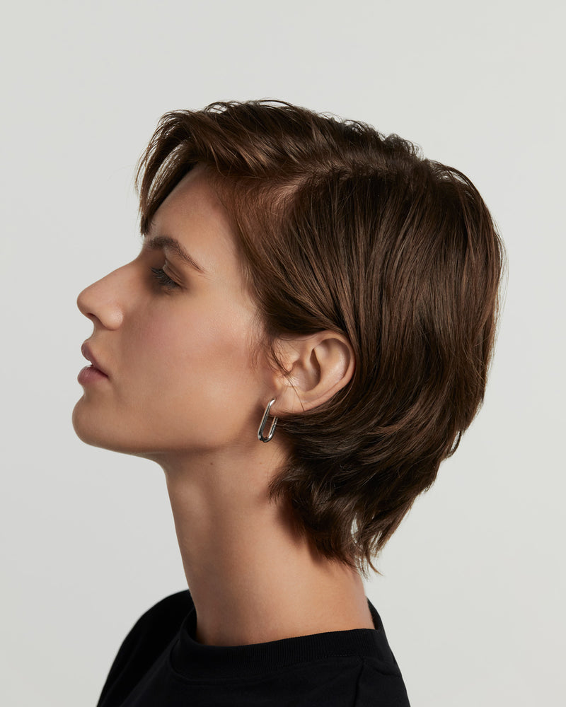 Beat Hoop Earrings - 
  
    Brass / Rhodium silver plating
  
