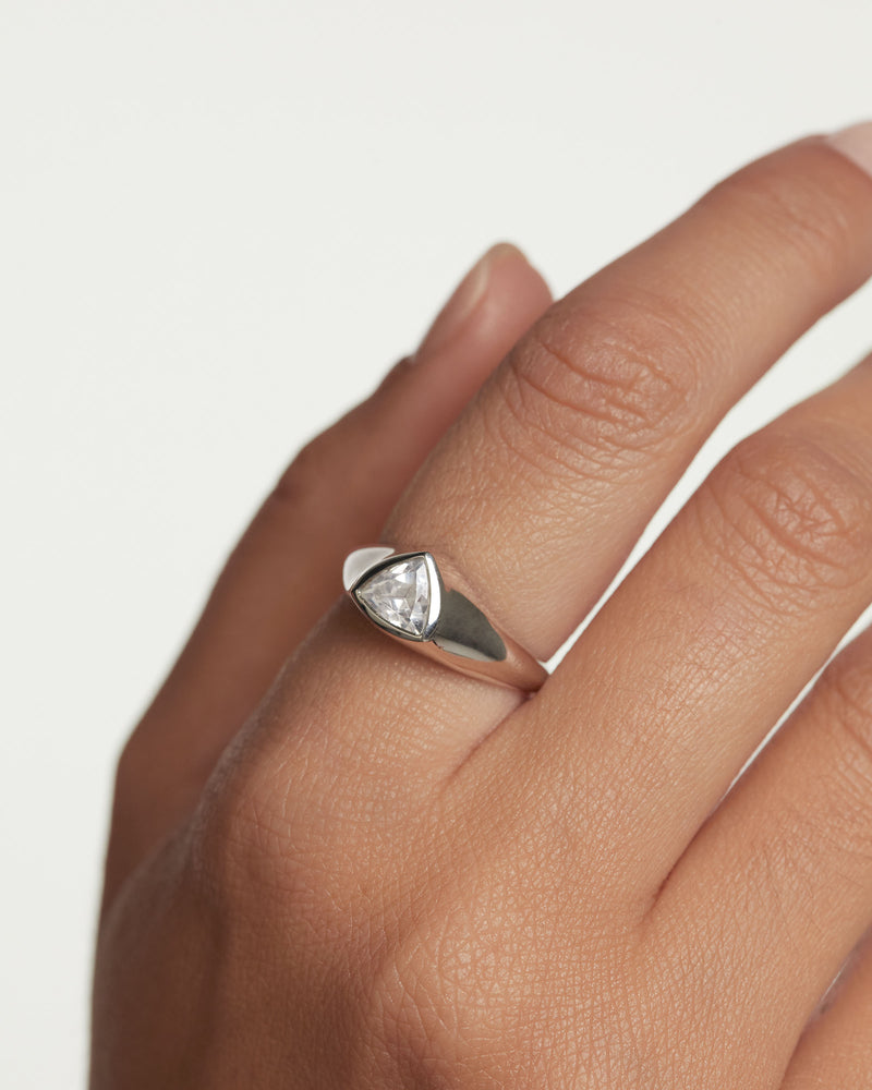 Triangle Shimmer Stamp Silver Ring - 
  
    Sterling Silver
  
