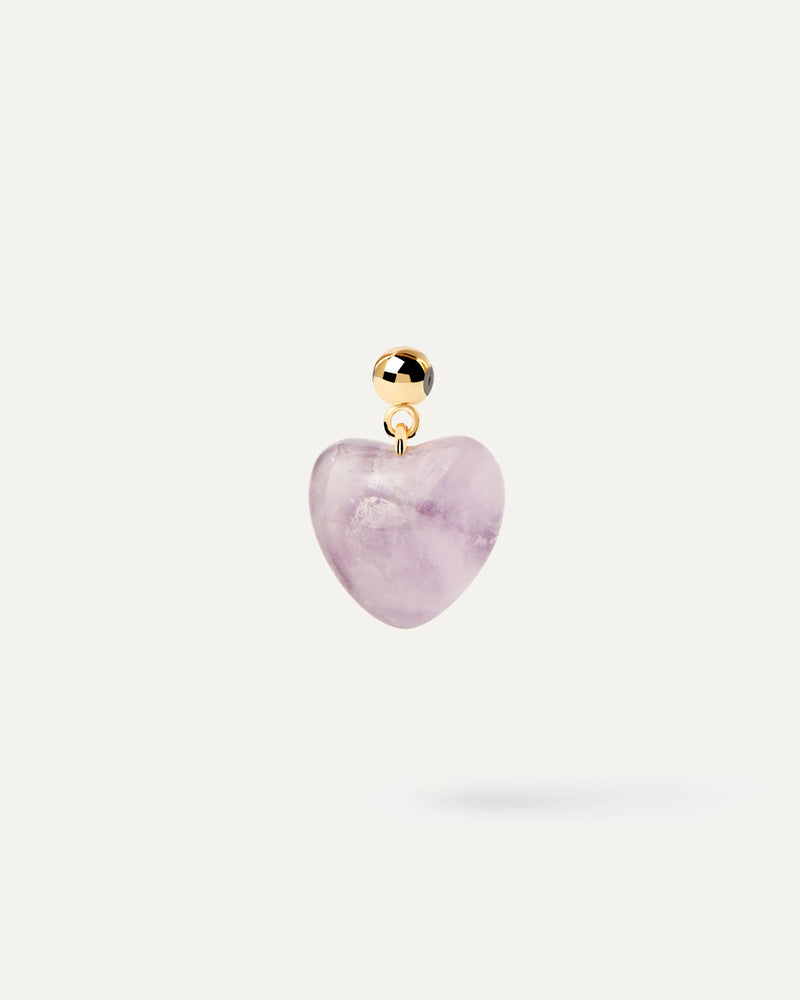 Purple gemstone heart charm for necklace or bracelet