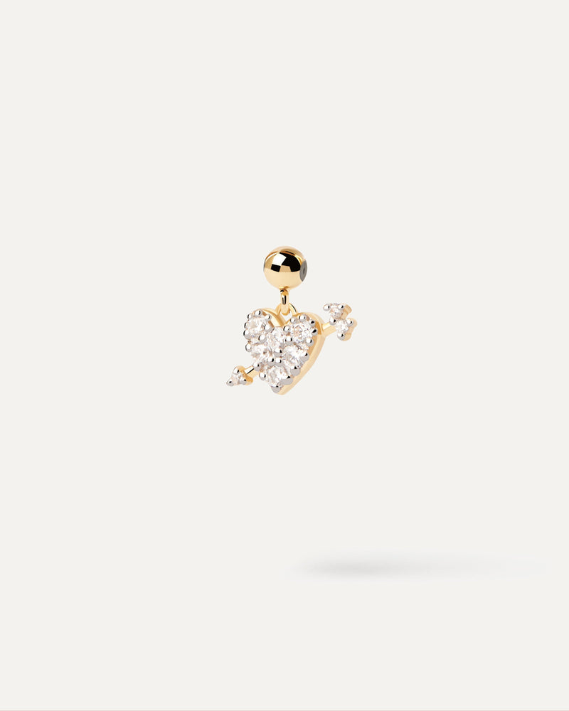 Heart arrow charm with white zirconia for necklace or bracelet