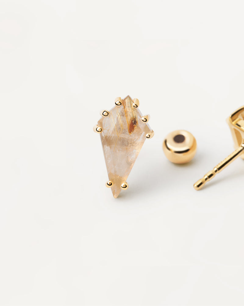 Akiro Rutilated Quartz Single Earring - 
  
    Sterling Silver / 18K Gold plating
  
