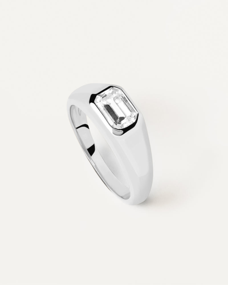 Octagon Shimmer Stamp Silver Ring - 
  
    Sterling Silver
  
