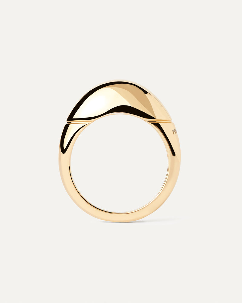 Gold-plated statement dome ring with a chunky band