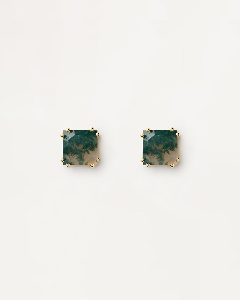 Suki Moss Agate Single Earring - 
  
    Sterling Silver / 18K Gold plating
  
