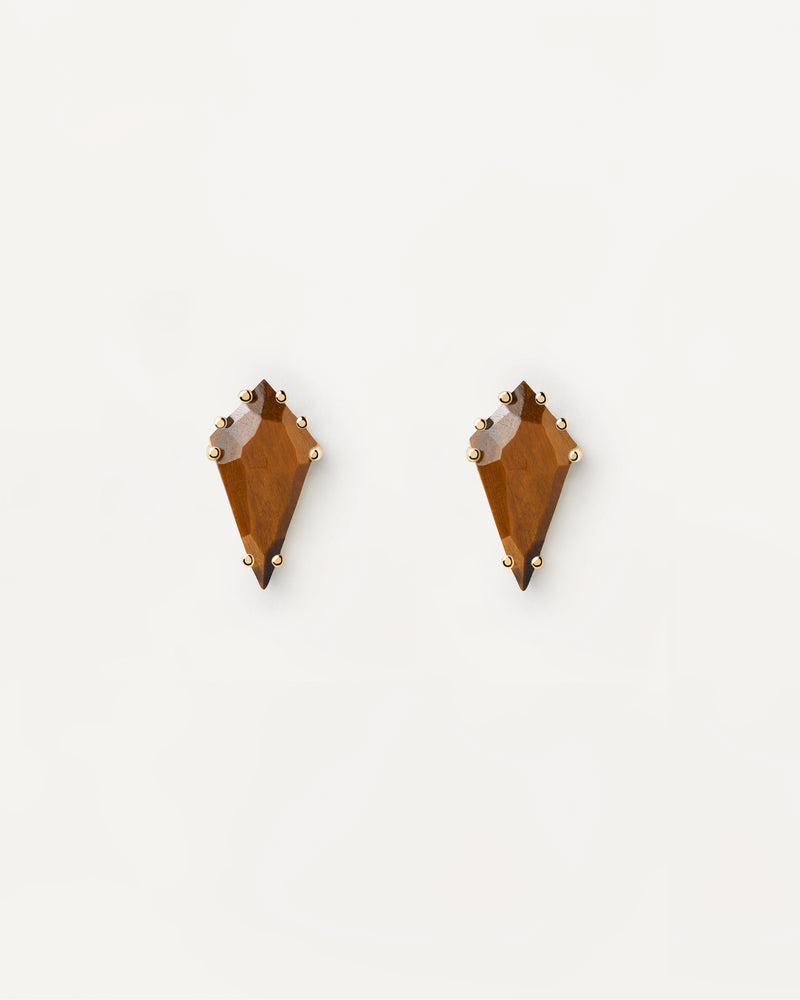 Akiro Tiger Eye Single Earring - 
  
    Sterling Silver / 18K Gold plating
  
