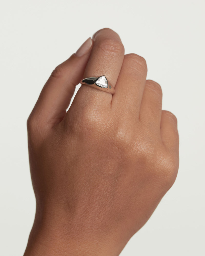 Triangle Shimmer Stamp Silver Ring - 
  
    Sterling Silver
  
