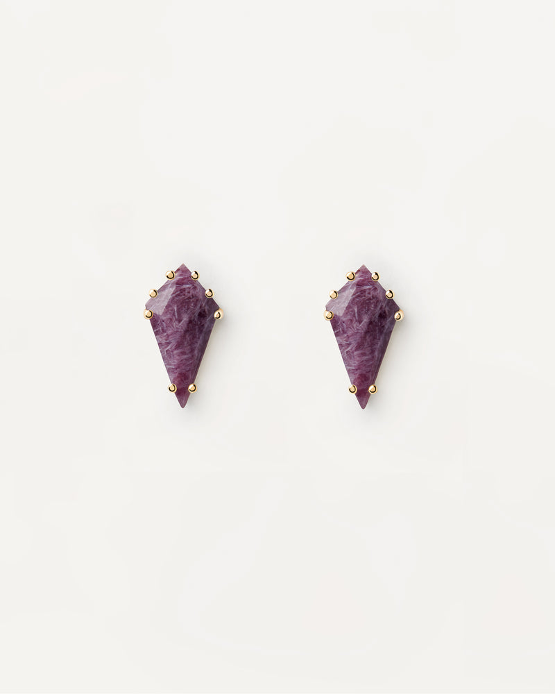 Akiro Charoite Single Earring - 
  
    Sterling Silver / 18K Gold plating
  
