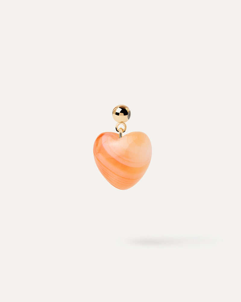 Orange gemstone heart charm for necklace or bracelet