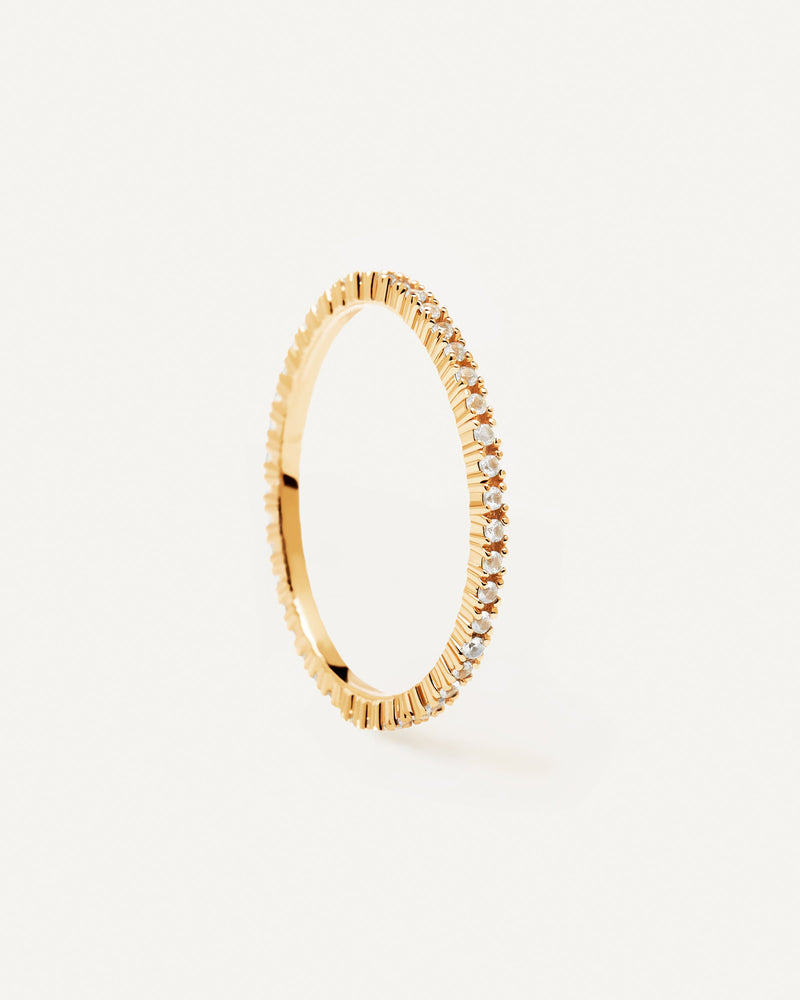 18k gold plated silver ring fully set with white zirconia