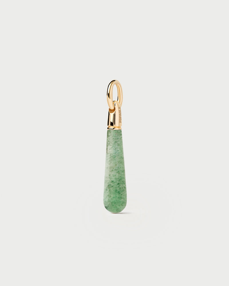 Stackable green gemstone drop pendant to customize necklace or hoops
