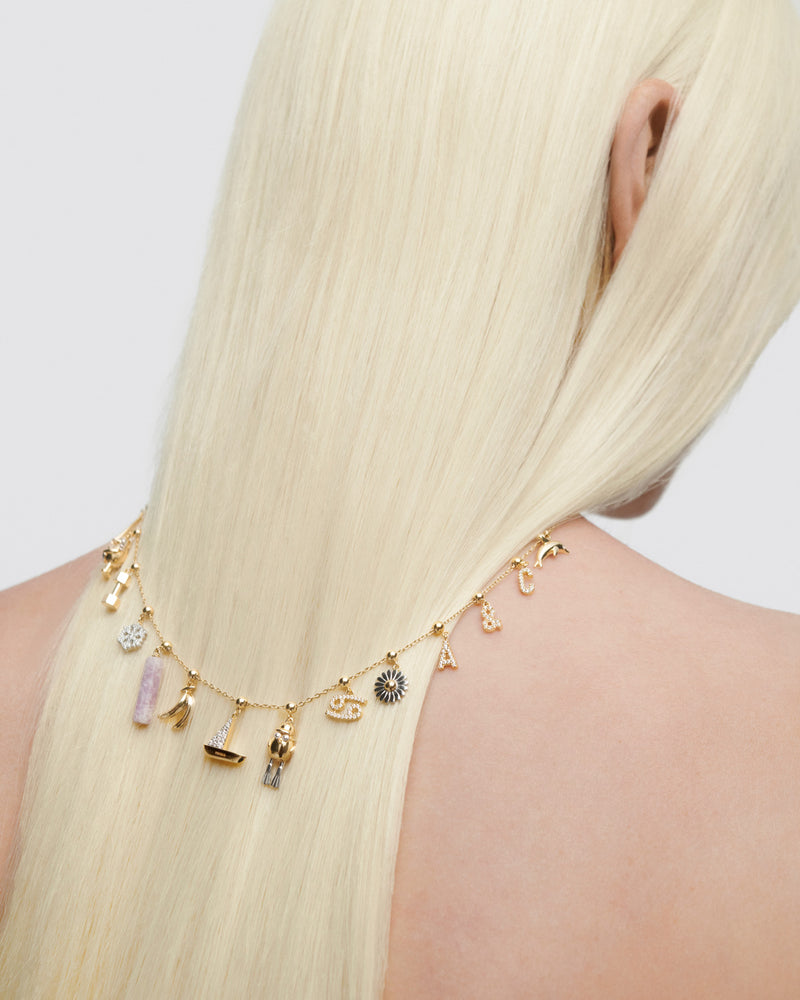 Cancer astrological sign charm set with white zirconia to customize necklace or bracelet