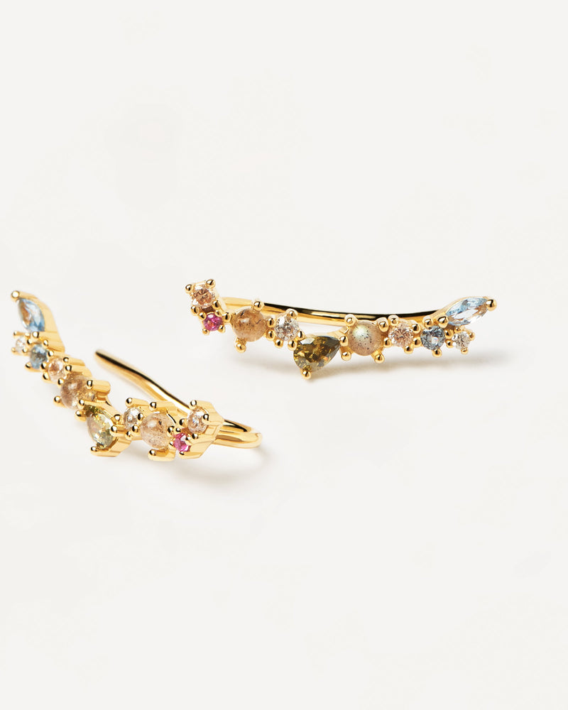 Climbing earrings with multicolor gemstones