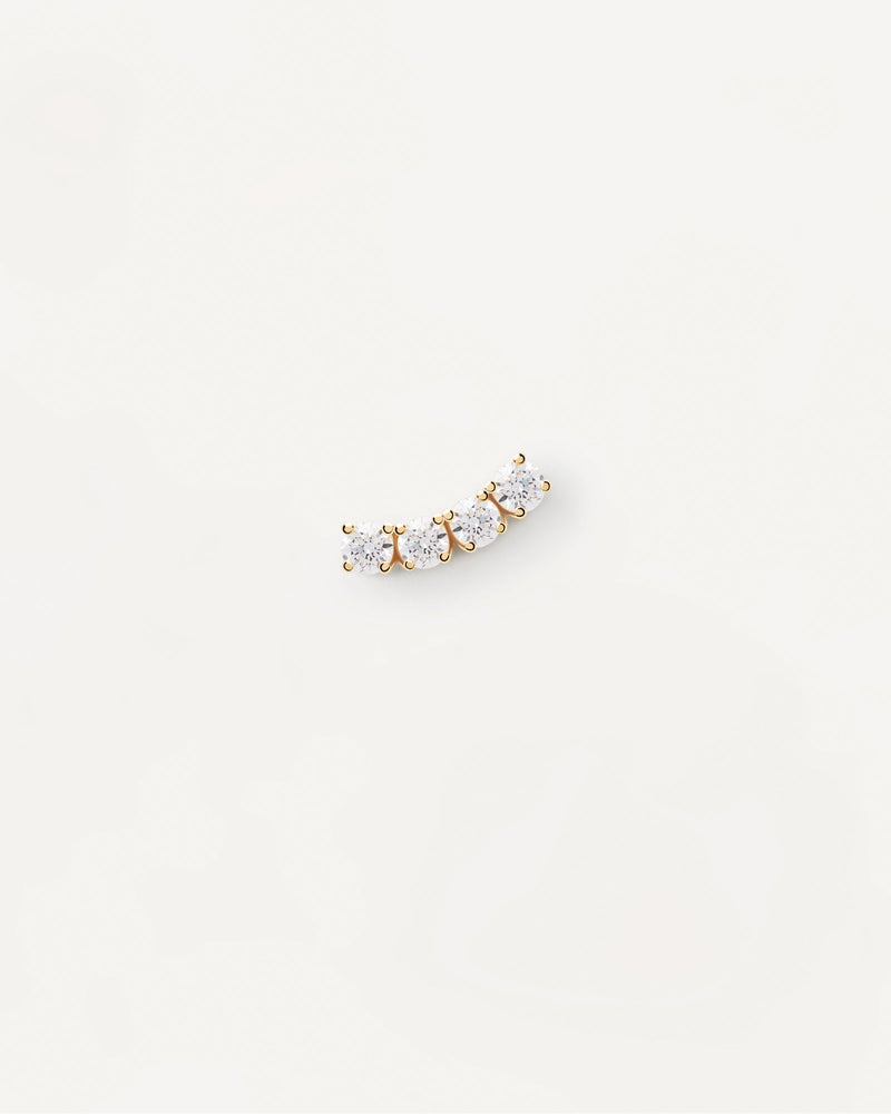 Wavy gold-plated ear piercing with 4 white zirconia