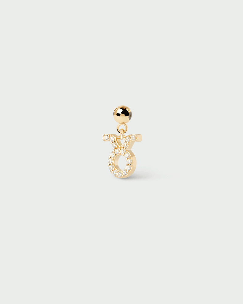 Taurus zodiac sign charm adorned with white zirconia to customize necklace or bracelet