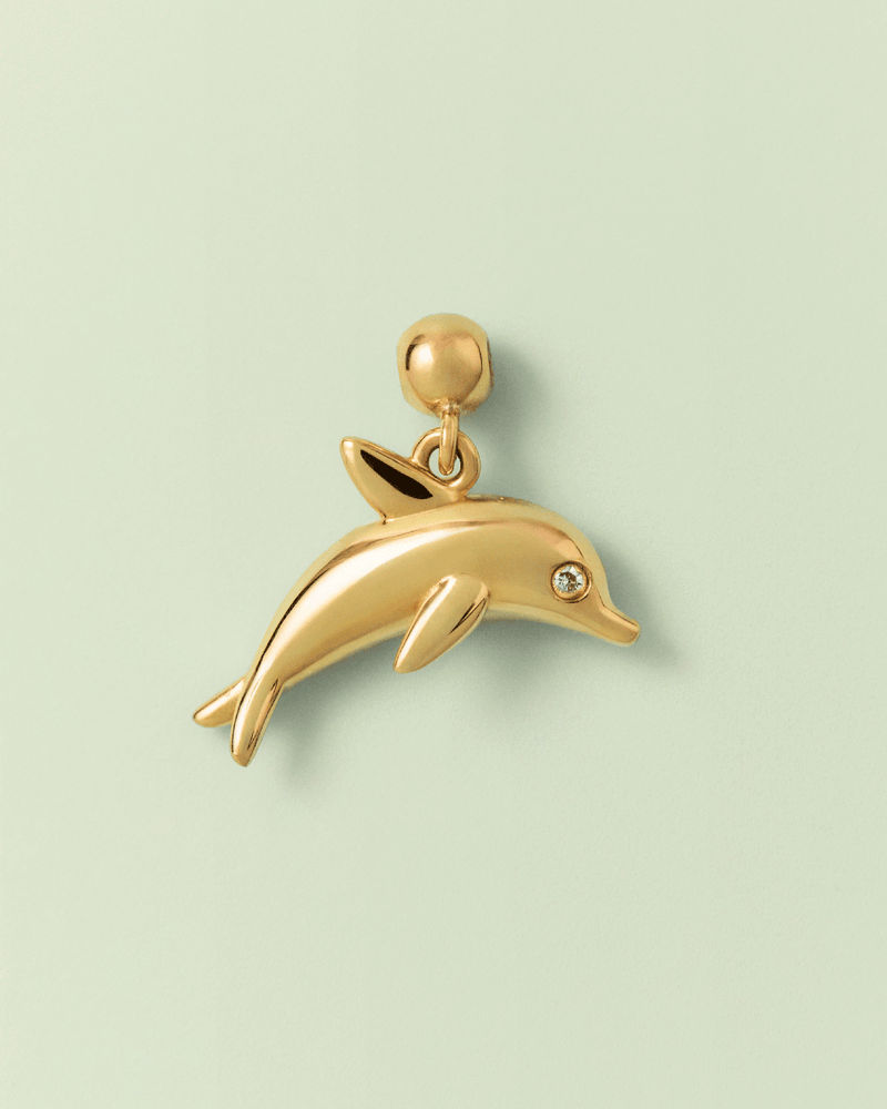 Mini dolphin charm set with white zirconia detailing to personalize necklace or bracelet